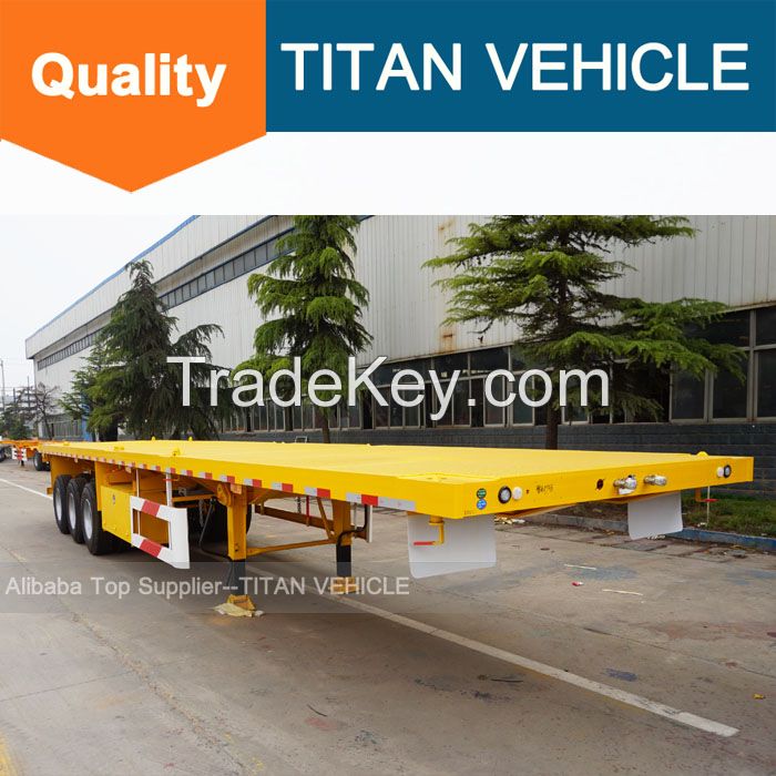 TITAN Tri Axle 40 ton 60ton Flat Bed Trailer for carrying 40ft contain