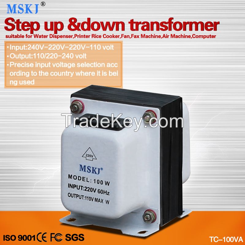 2015 hot sale TC type 100VA step up and down transformer