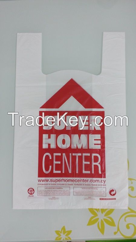 Logo printed t-shirt plastic bag Vietnam manufacturer/ singlet printed bag