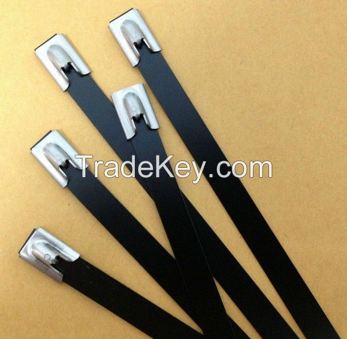 Stainless steel cable ties with plastic coated