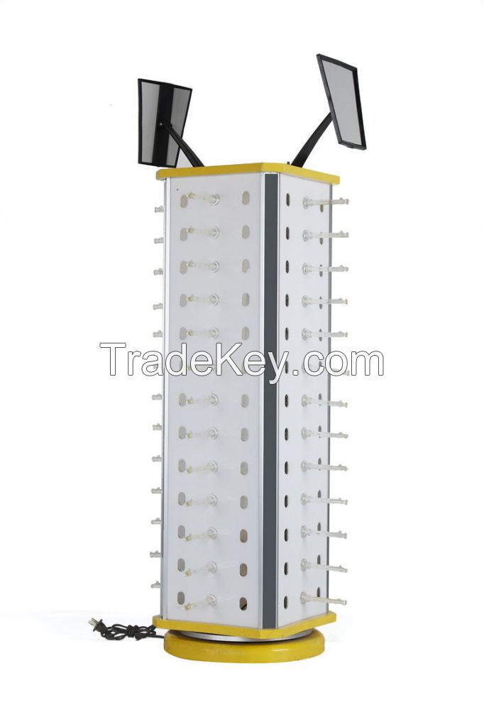 modern square eyewear display stand for 52 pcs glasses with mirror and lamp ahead