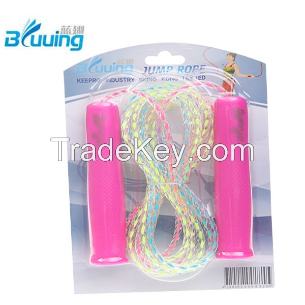 2016 New Products Kids Toys Rainbow Colorful Rubber Core Twisted Lines Jump Rope