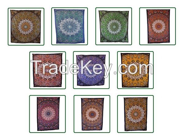 Handicrunch | Circular star Hippie Mandala Twin throw cotton Tapestry