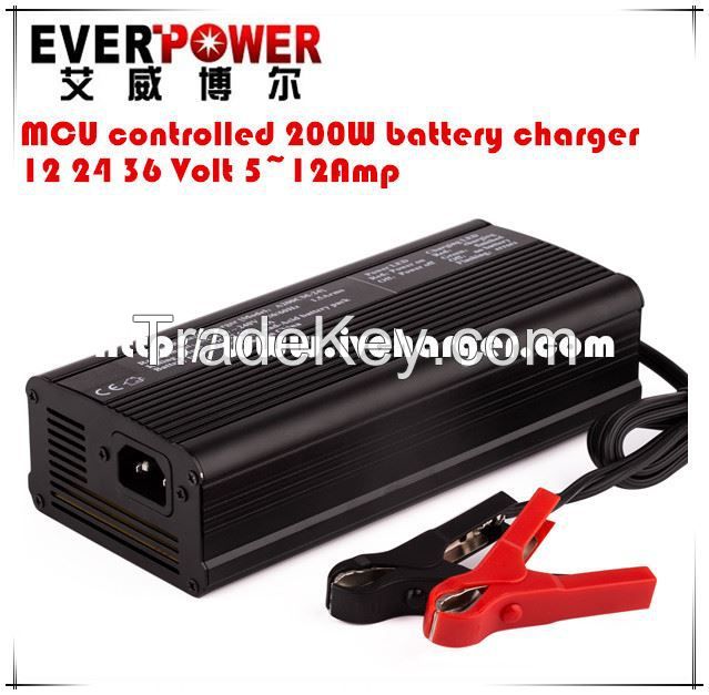 Everpower smart 200watt 36V car battery charger with Aluminum case design --Model: EPA200-36