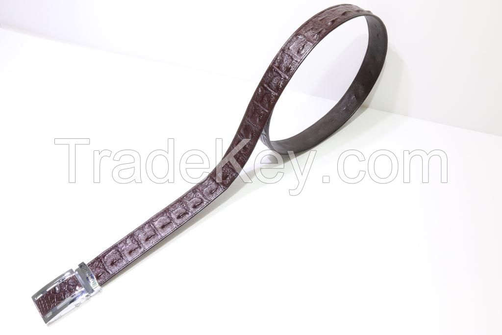 Genuine Crocodile Leather Men's Belt Hornback Dark Brown 029