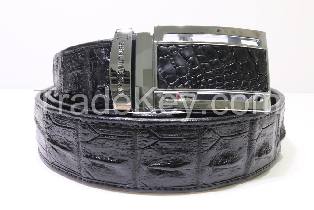 Genuine Crocodile Leather Men's Belt Hornback Black 029