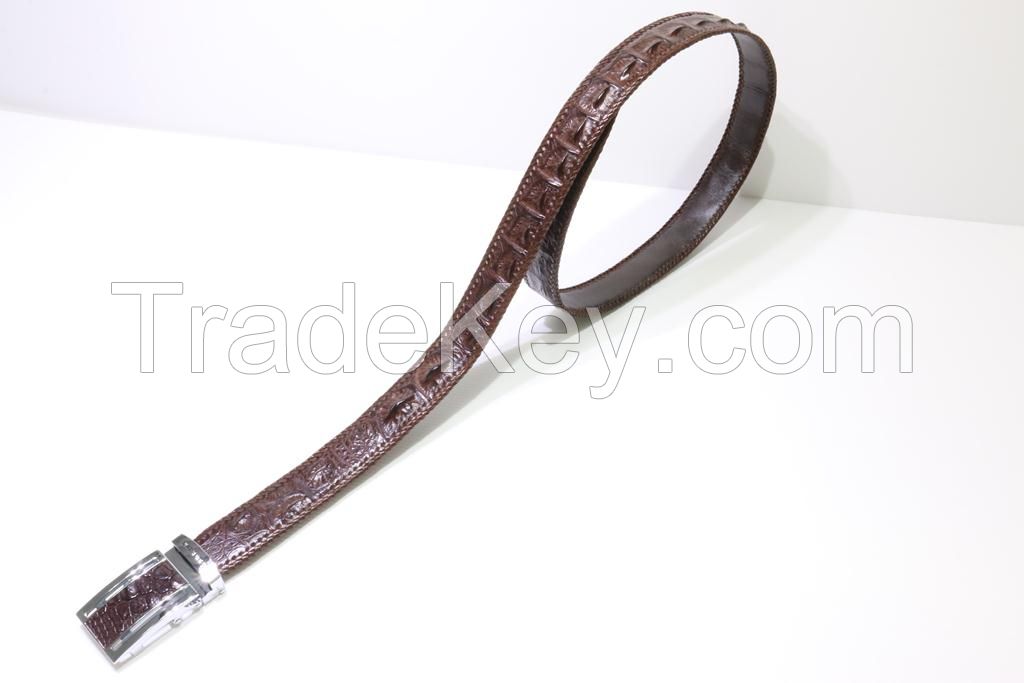 Genuine Crocodile Leather Men's Belt Hornback Dark Brown 182