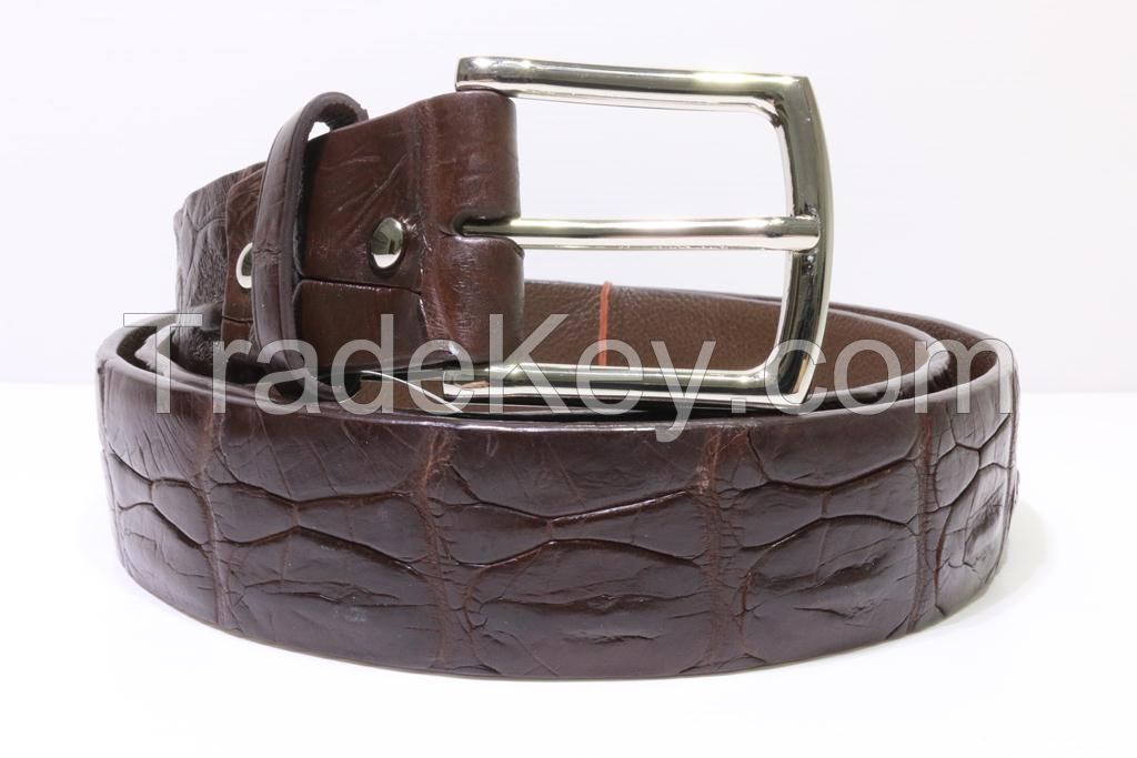 Genuine Crocodile Leather Men's Belt Hornback Dark Brown 175