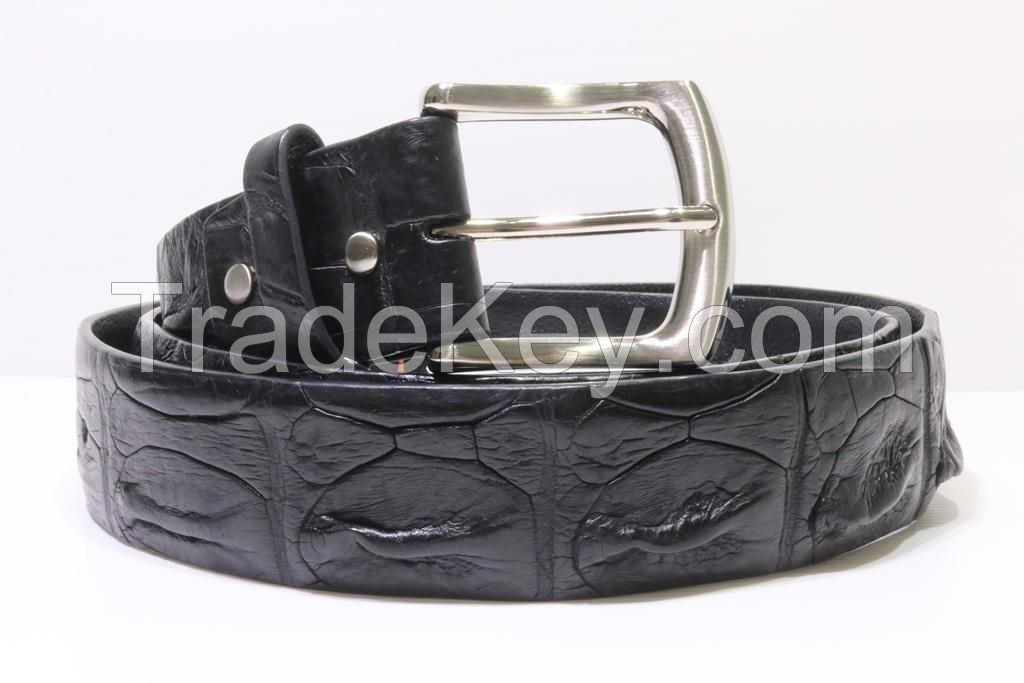 Genuine Crocodile Leather Men's Belt Hornback Black 175