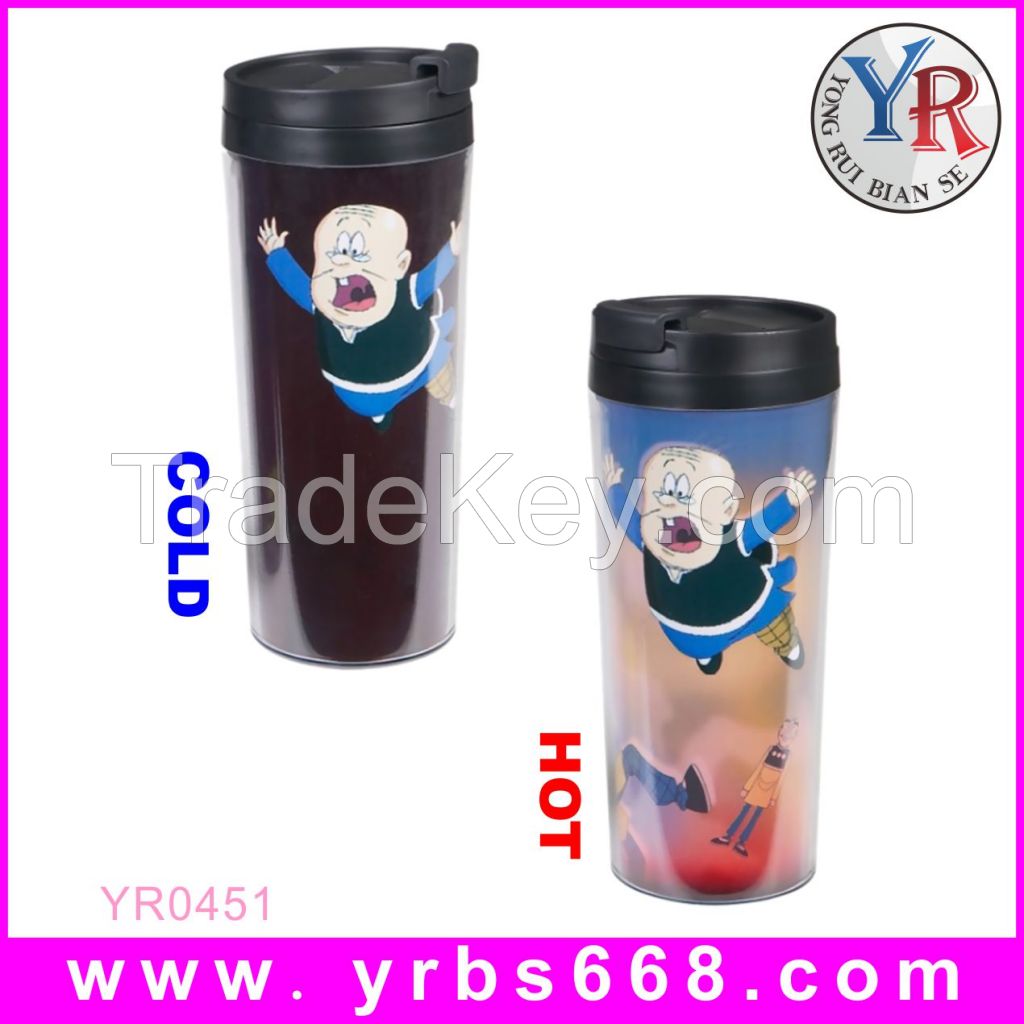Plastic color change mug magic mug OEM water bottle