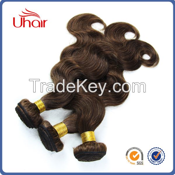 Fashion style body wave color 4 100 percent raw virgin brazilian hair charming wholesale brazilian hair