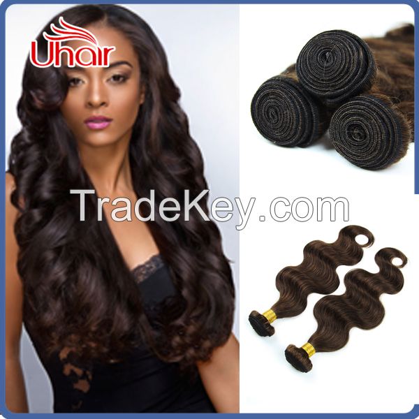 Fashion style body wave color 4 100 percent raw virgin brazilian hair charming wholesale brazilian hair
