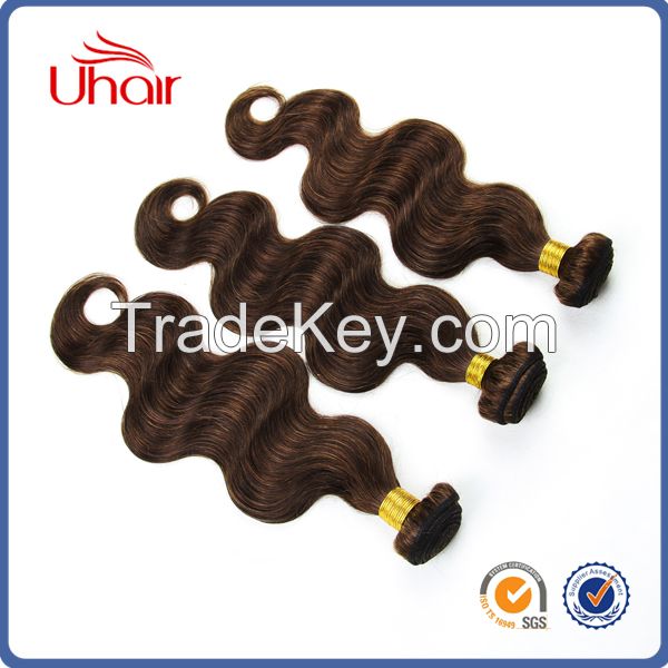 Fashion style body wave color 4 100 percent raw virgin brazilian hair charming wholesale brazilian hair