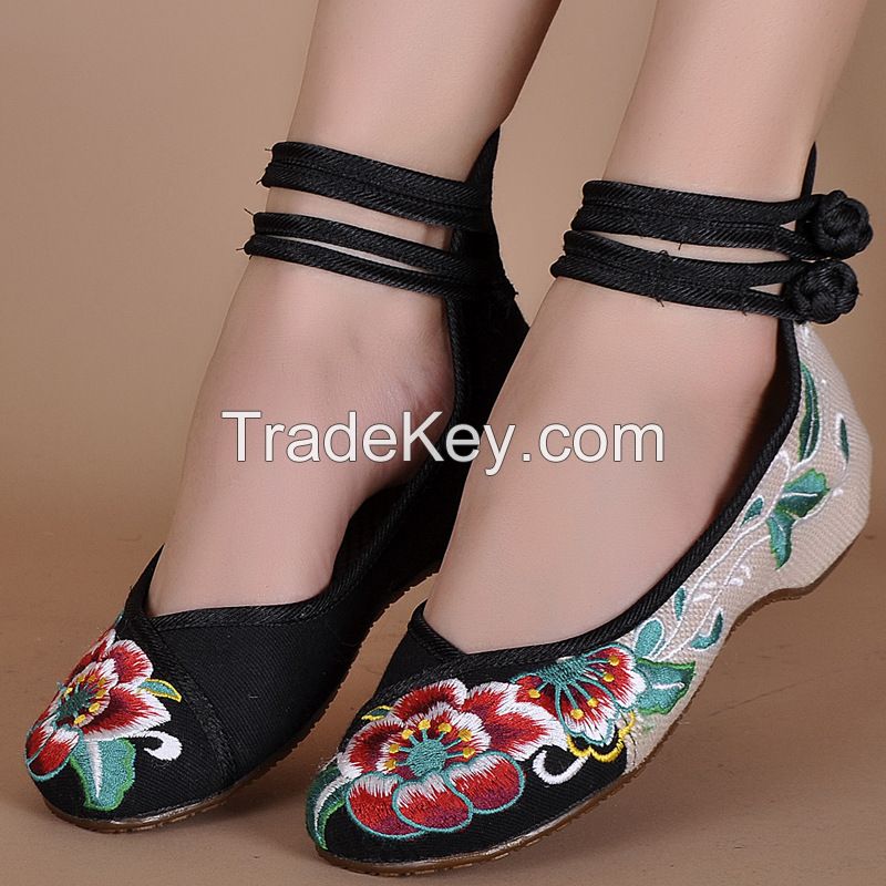 new national style linen embroidered shoes