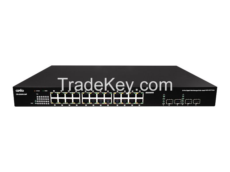 24 Port 10/100/1000M Gigabit web Managed PoE+ Switch