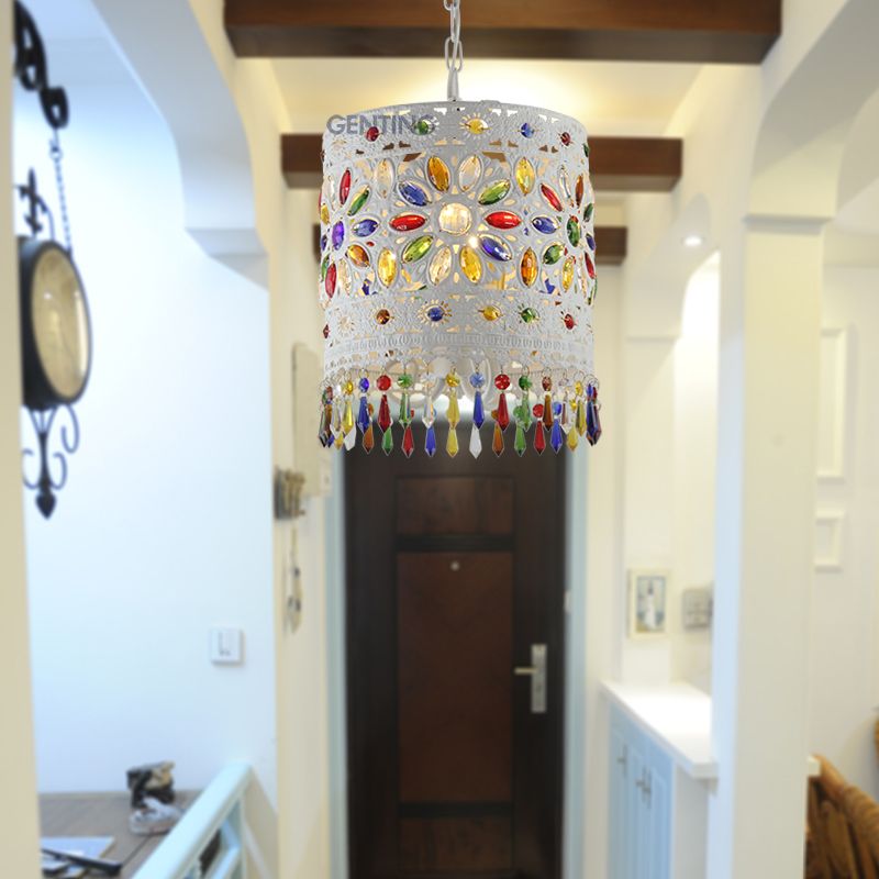 Bedroom white wrought iron chandelier