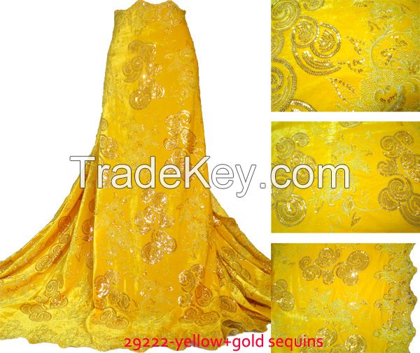 high quality fashion african velvet lace fabric for Wedding Dress