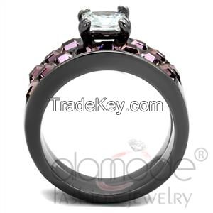 Delicate Pave Diamond Stainless Steel Wedding Ring Sets