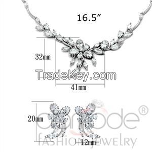 2015 Holiday Party Necklace and Earrings Rhodium Jewelry