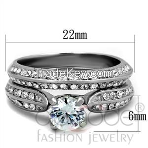 TK1920 Stainless Steel AAA Grade CZ Intricate Wedding Ring Set