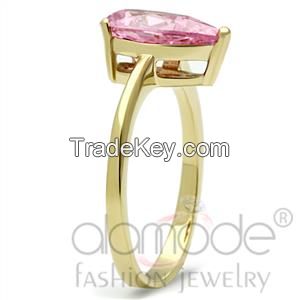 TK1508 Solitaire Inverted Tear-Shaped /w Illusion Setting Stainless Steel AAA Grade CZ Engagement Ring