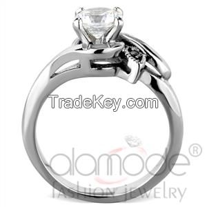 TK1776 Minimalist Pronged /w Twisted Shoulder Stainless Steel AAA Grade CZ Engagement Ring