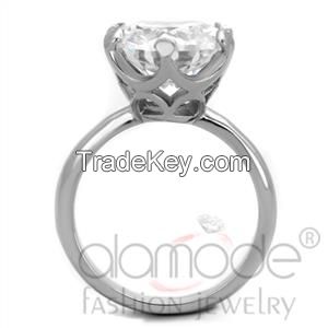 TK1823 Stainless Steel AAA Grade CZ Bold Engagement/Wedding/Everyday Ring