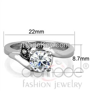 TK1776 Minimalist Pronged /w Twisted Shoulder Stainless Steel AAA Grade CZ Engagement Ring