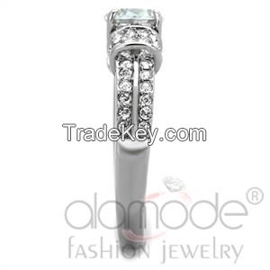 TK1921 Elaborate Bead Bright Setting Stainless Steel AAA Grade CZ Engagement Ring