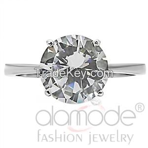 TK013 Classic Solitaire Basket Set /w Tapered Shank Stainless Steel AAA Grade CZ Engagement Ring