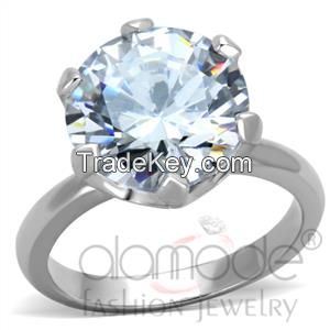 TK1823 Stainless Steel AAA Grade CZ Bold Engagement/Wedding/Everyday Ring