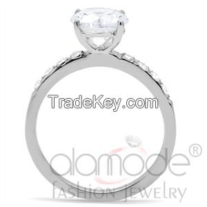 TK198 Classic Surface Prong Setting Stainless Steel AAA Grade CZ Engagement Ring