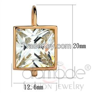 LO3864 Rose Gold AAA Grade CZ Square-Shaped Earrings