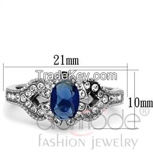 TK1765 Fancy Four-Pronged Claw Set Stainless Steel Synthetic Glass Engagement Ring