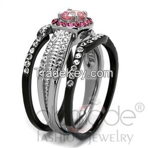 TK2651 Black Lust Claw Set Halo Stainless Steel AAA Grade CZ Wedding Ring Set