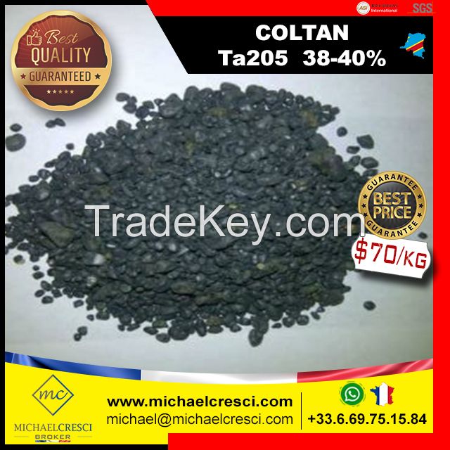 COLTAN - Tantalite Ta205 (38-40%) tantalum, Columbite