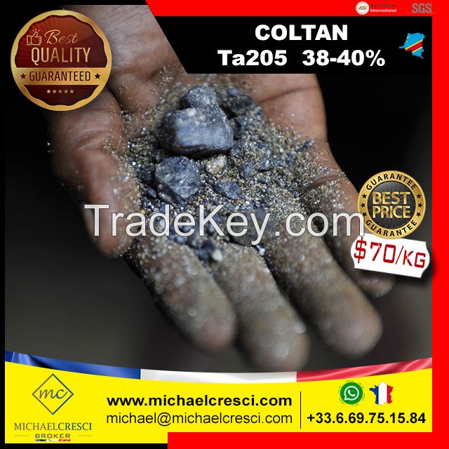 COLTAN - Tantalite Ta205 (38-40%) tantalum, Columbite