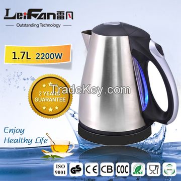 1.7L stainless steel electric kettle with/without water window