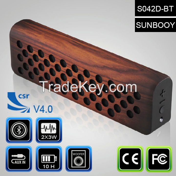 CSR 4.0 Portable Bluetooth Speaker, 2.0 Sound Track, with Natural Colo