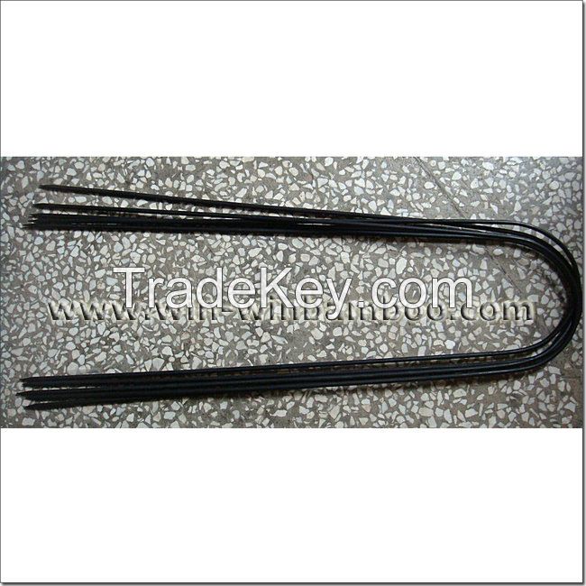 Dyed black U-shape bow bamboo flower sticks with waxed one end pointed for gardening