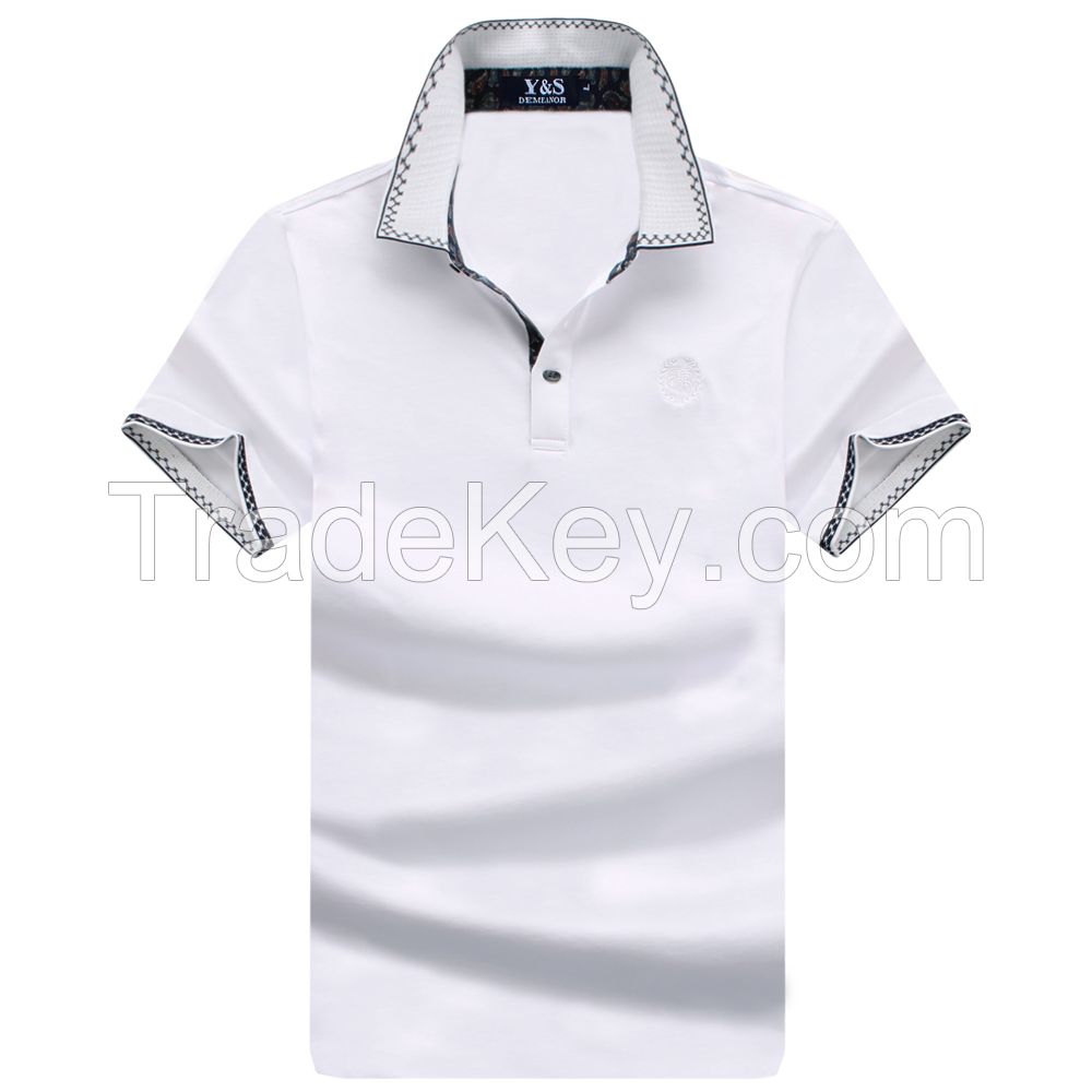 2015 summer style Exemption from Lapel postage Short Sleeve Men Solid