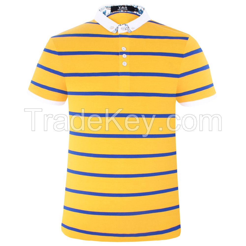 2015 summer new high-grade cotton striped short sleeved T-shirt colla