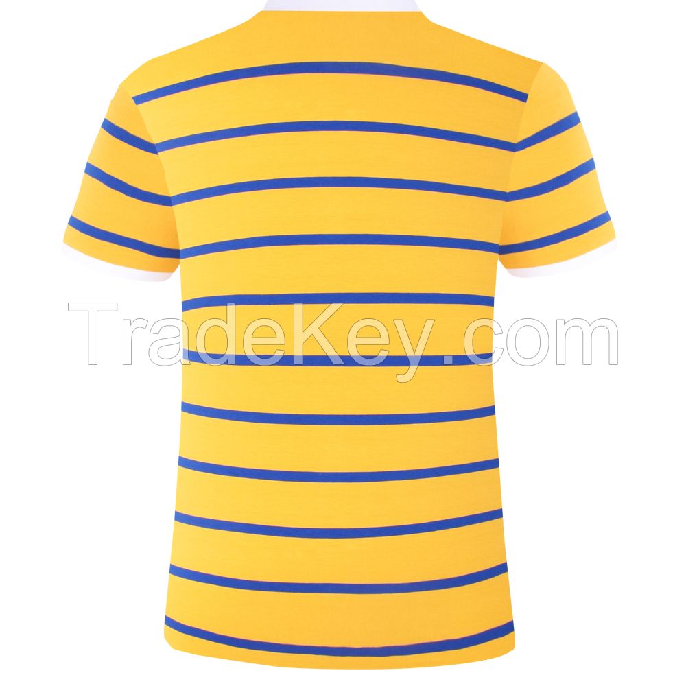 2015 summer new high-grade cotton striped short sleeved T-shirt colla