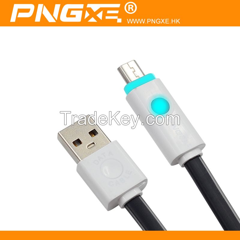 Guangzhou PNGXE 1M Flat design micro usb Charger Cable with LED for Samsung