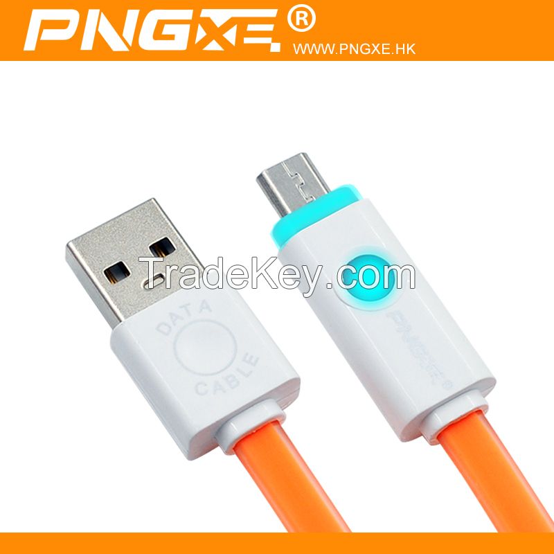 Guangzhou PNGXE 1M Flat design micro usb Charger Cable with LED for Samsung