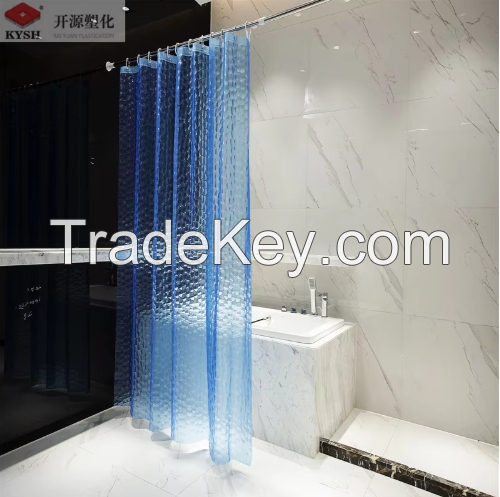 Clear waterproof  3D PEVA shower curtain Mold resistant with hooks