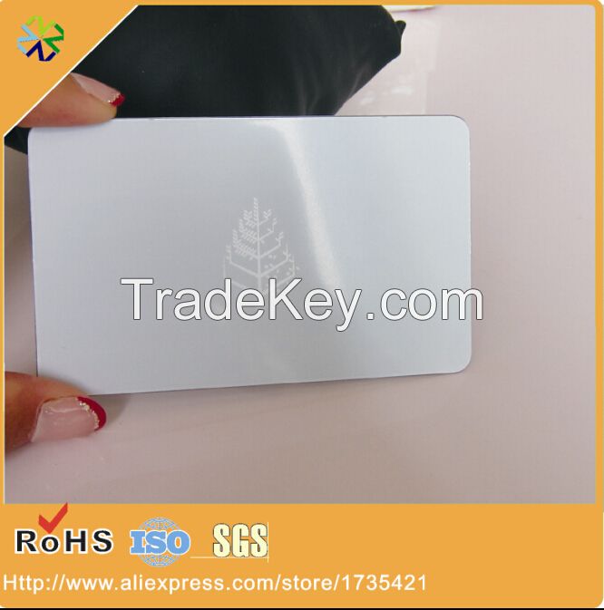 (100pcs/lot)free design thin 0.3mm thickness whitescreen metal card