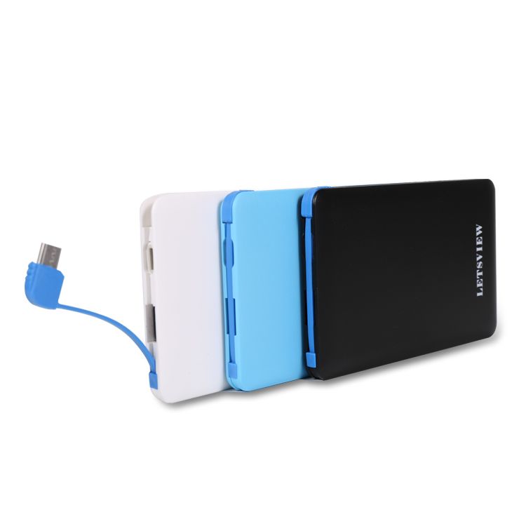 LETSVIEW Ultra Compact Universal 4000mAh Portable Charger External Battery Backup Pack Card Power Bank for iPhone 6 Plus 5S 5C 5 4S Samsung Galaxy S6/5/4/3 Note 2/3/4 Dual USB Port Output Build in Iphone 8pin Lightning Connector