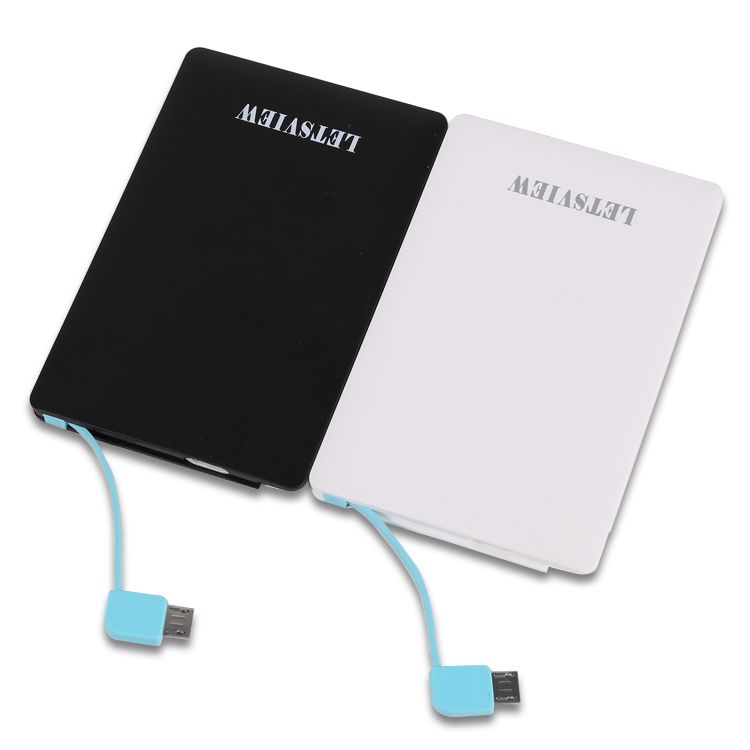 LETSVIEW Universal Smart Phone Tablet PC MP3 MP4 Ultra thin credit card size thin slim external power bank polymer lithium battery 2500mah external portable charger backup battery pack