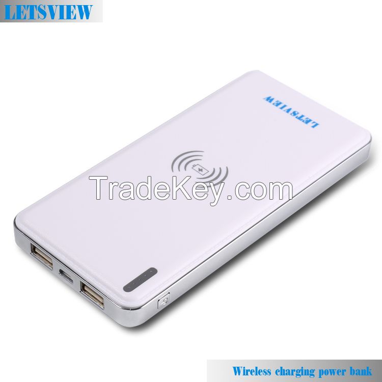 LETSVIEW Samsung Galaxy Note 1/2/3/4 S3/4/5/6 Apple Iphone 4S/5S/5G/6/6PLUS Smart Phones Pad Tablet PC Universal QI Enabled Electronics Wireless Charger Portable Charging Power Bank 8000mAh High Capacity